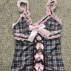 Pink and Black Plaid Lingerie Top